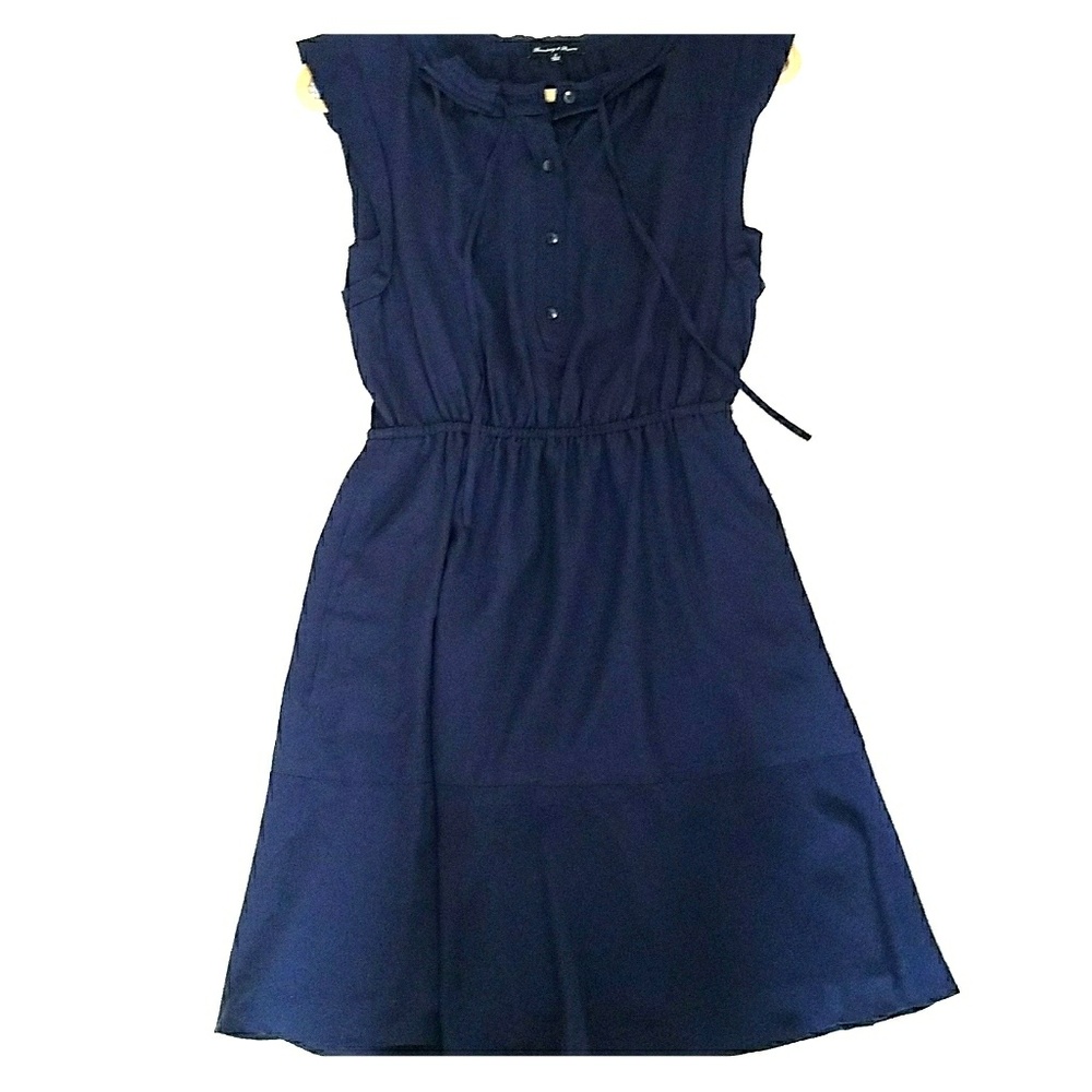 Broadway & Broome | Silk Navy Blue Midi Dress